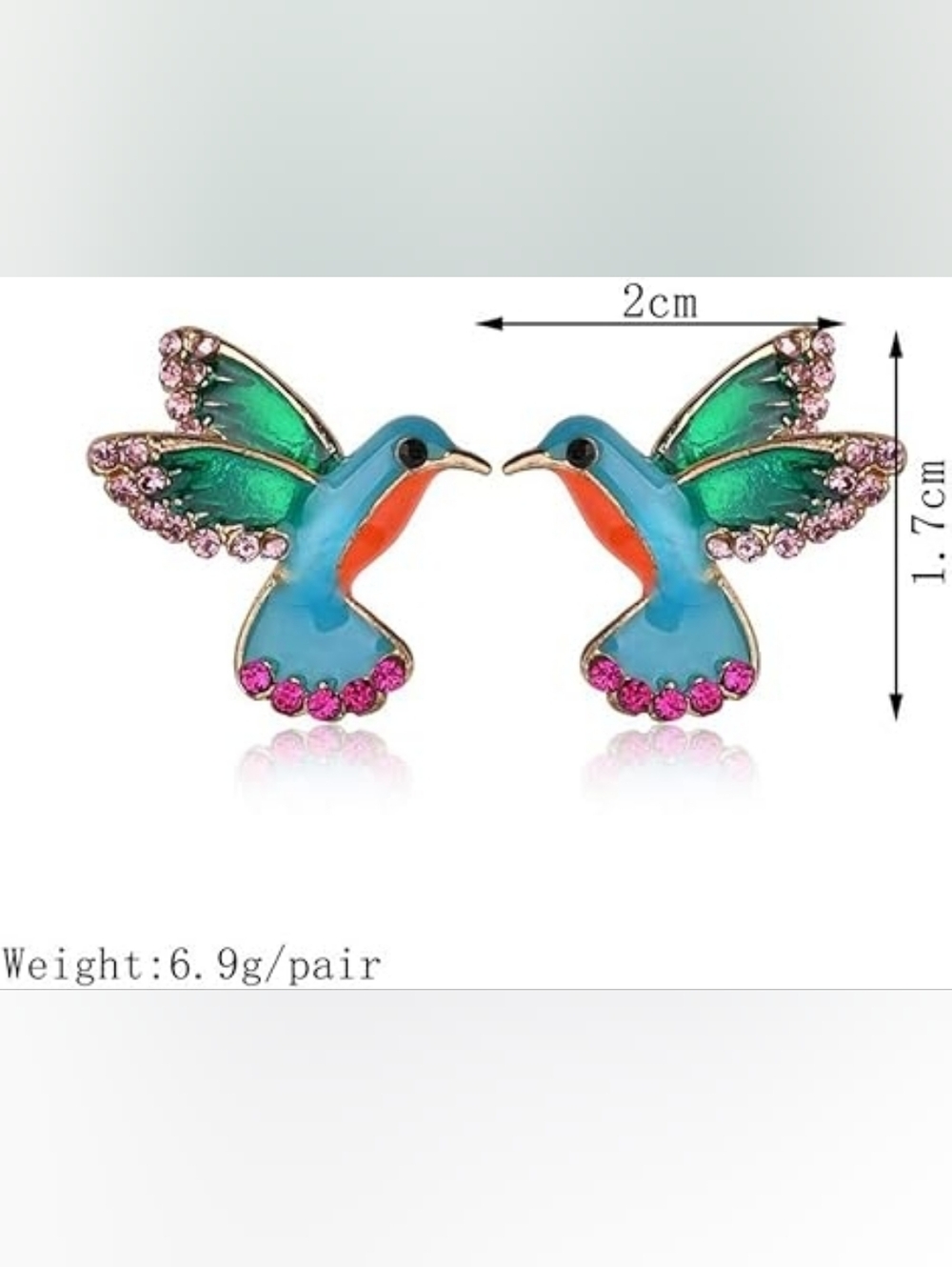 kate spade enamel green and pink hummingbird stud earrings - Picture 3 of 6